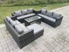 Fimous Rattan Garten Möbel Lounge Sofa Set im Freien mit länglichem rechteckigem Couchtisch Großer Fußhocker Bild 2