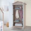 roba Kinderkleiderschrank 2-türig Cabane in Hausoptik - Hochwertige Griffe aus massivem Holz - Schrank für Kinderzimmer in Weiß / Eichen-Dekor Bild 2