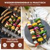 Grillspieße 6er-Set mit 2 Ablage-Gestellen, Grillspießhalter, im Nylonbeutel, Edelstahl matt Bild 3