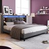 Polsterbett 140x200 cm mit Stauraum und LED-Beleuchtung – Kopfteil mit Steckdosen und USB Bild 2