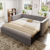 Merax Einzelbett Polsterbett 90 x 190cm/180 x 190cm Schlafsofa mit Ausziehbett, Tagesbett Daybett mit 2 Schubladen, Sofabett mit Lattenrost, Veloursstoff, grau Bild 2