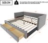 Merax Einzelbett Polsterbett 90 x 190cm/180 x 190cm Schlafsofa mit Ausziehbett, Tagesbett Daybett mit 2 Schubladen, Sofabett mit Lattenrost, Veloursstoff, grau Bild 4