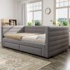 Merax Einzelbett Polsterbett 90 x 190cm/180 x 190cm Schlafsofa mit Ausziehbett, Tagesbett Daybett mit 2 Schubladen, Sofabett mit Lattenrost, Veloursstoff, grau Bild 3