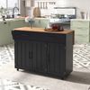 Sideboard 129x71x91,5 cm mit Klapptischplatte, 2 Schubladen und Rollen, Schwarz/Natur Bild 2