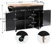 Sideboard 129x71x91,5 cm mit Klapptischplatte, 2 Schubladen und Rollen, Schwarz/Natur Bild 4
