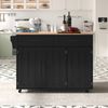 Sideboard 129x71x91,5 cm mit Klapptischplatte, 2 Schubladen und Rollen, Schwarz/Natur Bild 3