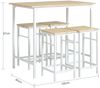 SoBuy OGT11-WN Bartisch-Set mit 4 Hockern, MDF, PVC-Furnier, Helle Eiche, 100 x 87 x 60 cm Bild 3