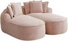 Schlafsofa aus Chenille in Pink, rahmenloses Modulsofa mit extra tiefer Chaiselongue, verstellbarem Sitzkissen und 2 Modulen,67x184x164 cm Bild 5
