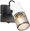 LED Wandstrahler mit Schalter, Schwarz mit Holz Weiß & Gitterschirm, Breite 9cm Bild 2