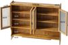 Sideboard aus Massivholz und Glas, 4 Türen, Hakenleiste, herausnehmbare Böden,vielseitiger Organizer,Naturfarbe Bild 4