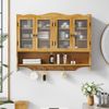 Sideboard aus Massivholz und Glas, 4 Türen, Hakenleiste, herausnehmbare Böden,vielseitiger Organizer,Naturfarbe Bild 2
