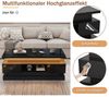 REDOM Couchtisch Höhenverstellbarer Tisch mit LED & verstecktem Stauraum (Sofatisch, kaffeetisch, Wohnzimmertisch, 1-St, 100x50x40 cm, Hochglanz, mit 2 Schubladen & USB-Anschluss), Multifunktional als Couchtisch, Beistell- oder Sofatisch nutzbar Bild 4