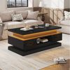 REDOM Couchtisch Höhenverstellbarer Tisch mit LED & verstecktem Stauraum (Sofatisch, kaffeetisch, Wohnzimmertisch, 1-St, 100x50x40 cm, Hochglanz, mit 2 Schubladen & USB-Anschluss), Multifunktional als Couchtisch, Beistell- oder Sofatisch nutzbar Bild 2