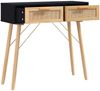 Konsolentisch, Beistelltisch, Konsole Schwarz 80x30x75cm Massivholz Kiefer Natur-Rattan Bild 3