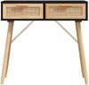 Konsolentisch, Beistelltisch, Konsole Schwarz 80x30x75cm Massivholz Kiefer Natur-Rattan Bild 4