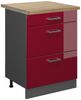 Küchenunterschrank R-Line Rot Hochglanz 60 cm mit Schubladen, AP Eiche Vicco Bild 1