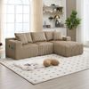 Modulares Sofa Set mit Chaiselongue & 2-Sitzer in Khaki, weicher Cordbezug, 5 Kissen, praktische Seitentaschen Bild 4