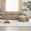 Modulares Sofa Set mit Chaiselongue & 2-Sitzer in Khaki, weicher Cordbezug, 5 Kissen, praktische Seitentaschen Bild 2