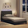 vidaXL Bettgestell mit LED ohne Matratze Dunkelgrau 100x200 cm Stoff 3310651 Bild 1