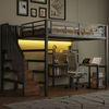 REDOM Hochbett mit Treppe (integriertem Schreibtisch, Staufächern, USB-Ladestation und LED-Licht, 1-St, 255 x 146 x 170.6) Bild 3
