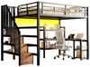 REDOM Hochbett mit Treppe (integriertem Schreibtisch, Staufächern, USB-Ladestation und LED-Licht, 1-St, 255 x 146 x 170.6) Bild 2