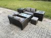 Fimous Hoher Rücken Rattan Gartenmöbel Sets mit Rechteckig Couchtisch 2 Beistelltische 2 Kleiner Fußhocker Dunkelgrau Gemischt Bild 2