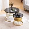 Couchtisch-Set mit Marmormuster & Metallgestell, 2-teilig, 70x70x47/45x45x40 cm, Schwarz-gold Bild 3