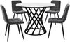 Merax Esstisch-Set (5-teilig), Essgruppen mit 4 Stühlen, Küchen-Esstisch-Set, runder Küchentisch mit 80 cm Durchmesser und schwarzen Metallbeinen, weiße MDF-Tischplatte, dunkelgraue Samt-Esszimmerstüh Bild 3
