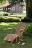 deVries Adirondack "WOODIE" aus Teakholz (Basic) Sessel und Hocker abnehmbar inkl. Polster uni grau Bild 2
