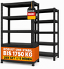 SR2B Premium Schwerlastregal Schwarz – 875 kg belastbar, wasserfest, matte laminierte Böden, 5 verstellbare Ebenen, teilbares Steckregal 180x90x40 cm Bild 1