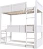 Dreibettzimmerbett 90*200 cm, Massivholzlatten, Hochbett, hohes Zaundesign, Kinderbett, Holzbett, weiß Bild 4