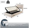 Romance Polsterbett Stauraumbett Kinderbett Hoch Kastenbett, Mit hydraulisches stauraumbett,Leinenstoff,90x200 CM Bild 3