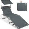 HOMECALL XXL-Sonnenliege aus Aluminium mit Dach und Quick-Dry-Schaum, max. Belastung bis 150 kg, Textilene anthrazit, 200x70 cm Bild 2