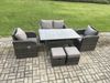 Fimous Outdoor Gartenmöbel-Set 6 Teil Grau Terrassenmöbel Set Terrassen 6 Sitzer Set Outdoor Rechteckiger Tisch und Sesseln Bild 2