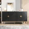 Sideboard 162x40x80 cm in Schwarz mit geometrischem Muster und goldenen Akzenten – modernes Design Bild 3