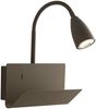 LED Schwanenhals Leselampe Braun mit Ablage & USB-Ladefunktion, B. 23cm Bild 2