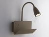 LED Schwanenhals Leselampe Braun mit Ablage & USB-Ladefunktion, B. 23cm Bild 3