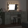 vidaXL Schminktisch mit Spiegelbeleuchtung 3 pcs Grau Holzwerkstoff 3334248 Bild 4