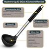 Küchenhelfer Set 10-tlg. Silikon Kochutensilien Edelstahlgriff Schwarz Bild 4