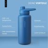 Vinsun Isolierflasche Edelstahl Trinkflasche 750ml Strohhalm - 2 Deckel Thermoflasche, BPA frei, doppelwandig, auslaufsicher, bruchsicher, geruchsneutral Bild 2