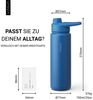 Vinsun Isolierflasche Edelstahl Trinkflasche 750ml Strohhalm - 2 Deckel Thermoflasche, BPA frei, doppelwandig, auslaufsicher, bruchsicher, geruchsneutral Bild 3