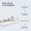 Ehrenkind® Hausbett | Kinderbett mit abnehmbaren Rausfallschutz aus Massivholz FSC zertifziert inkl. Lattenrost | Hausbett 90x200 | Kinderbett 90x200 Weiß Bild 2