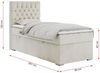 Boxspringbett PERA, Polsterbett mit Kopfstütze, gepolsterte Kopfstütze, Einzelbett, 90x200 - Beige Velours - rechts - H4 Bild 4