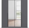 rauch Kleiderschrank Alba, Drehtürenschrank, Garderobenschrank, 4-türig, mit Spiegel, mit 3 Kleiderstangen, 4 Einlegeböden und Schubladeneinsatz, Farbe Grau metallic, Schwarz, Griffstange Grau metallic, Schwarz, 181x197x54cm Bild 2