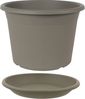 Heimwerkercenter Pflanzkübel MePla - Blumentopf Cylindro ø15cm, Untersetzer ø14cm Taupe, Kunstoff Bild 2