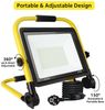 POPOLIC LED Baustrahler tragbare LED-Arbeitsleuchte, 6000 K Tageslichtweiß, IP66 wasserdicht, Baustellenbeleuchtung mit 3,5 m Kabel und EU-Stecker für Werkstatt und Garage, 200-W-LED-Baustellenstrahler, 21600 lm Arbeitsscheinwerfer Bild 2