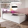 Schlafsofa mit Mehrfachsteckdose und mehreren Staufächern mit Lichtleiste hydraulisches Bett Massivholz Weiß 90 x 200 cm Bild 5