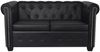 Chesterfield-Sofa 2-Sitzer Kunstleder Schwarz Bild 2