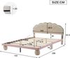 Polsterbett mit mehrfarbigen, wechselnden Lichtstreifen, Kopfteil mit Wellenschliff, mit gepolsterter runden Beine, Kinderbett, Jugendbett mit Holzlatten, Doppelbett, Samt, Beige+Rosa, 140x200cm Bild 5