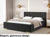 MEBLINI Polsterbett 140x200 ohne Lattenrost ohne Matratze – VERSAL – Schwarz Samt – Doppelbett ohne Bettkasten - Stauraumbett - Kopfteil Bett ohne Stauraum Bild 3
